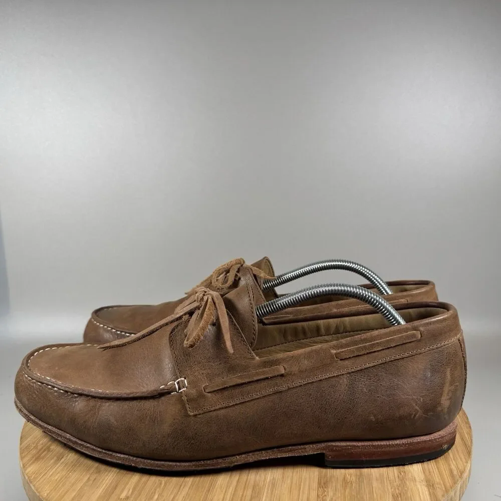 Men's Adelante The Nautico Brown Leather Made-to-Order Boat Shoes‎ Size 12 EE